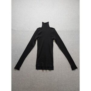 Auralee Women Sweater 1 Black 100% Cotton Turtleneck Long Sleeve Ribbed Casual